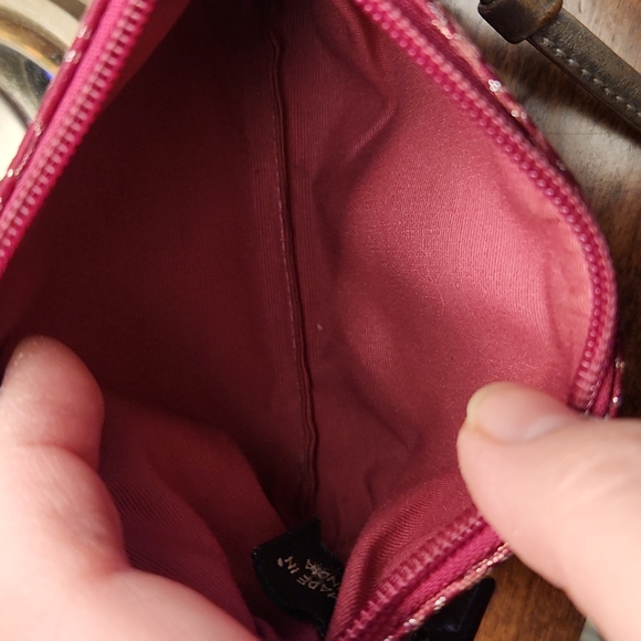 Coach Signature Wristlet, Metallic Raspberry Color - Picture 5 of 8